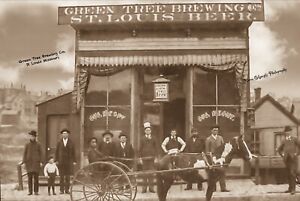 RPPC Photo St. Louis, Missouri, Green Tree Brewing, Rough Bunch, Horse & Buggy