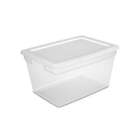 58 Qt Clear Plastic Storage Box with White Lid