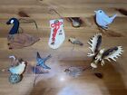 Lot Of 9 Vintage One Clip On Glass ? Bird Ornaments Tree Christmas Tree Swan