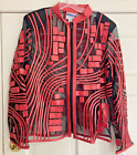 Rare Stillman Studio NY Jacket Red Geometric Leather on Mesh XL