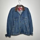 Vintage Marlboro Country Store Jacket Mens Large Trucker Leather Collar Denim