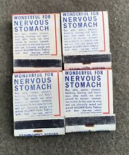 4 NOS Matchbook Set for Pharmacy Coupon Allimin Vintage Nervous Stomach