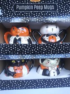 Johanna Parker Design Pumpkin Peep Halloween Mug Vampire Spider Set New In Box