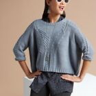 Cabi 3481 Womens Short & Sweet Cropped Sweater Sz Medium Blue Cable Knit M