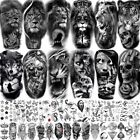 39 Sheets 3D Forarm Black Realistic Wolf Tiger Lion Temporary Tattoos for Men Wo