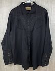 Scully Western Shirt Mens XL Black Embroidered Floral Pearl Snap Rockabilly