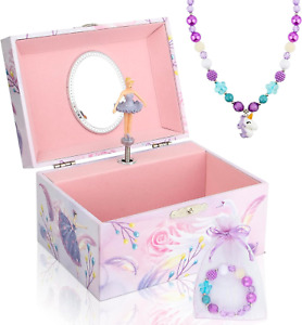 Girls' Musical Jewelry Box Organizer with Jewelry Set - Light Purple Spinning Ba