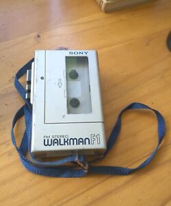 Vintage 1980's SONY Walkman WM-F1 FM Stereo Cassette Tape Player WORKS + Strap
