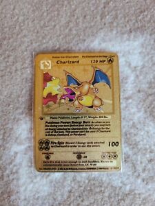 Pokemon 1st Edition Base Set Shadowless Charizard GOLD Metal DISPLAY Card