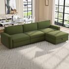 Guyii Green Sectional Sofa for Living Room 4 Seaters L-shape Sofa Storage Soft