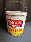 Vintage Emge's 4lb Pure Lard Tin w/ handle And Lid - NICE graphics! *RARE*