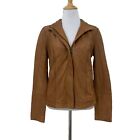 Overland Azura Washed Lambskin Leather Jacket Women XS Extra Small Cognac Zip Up