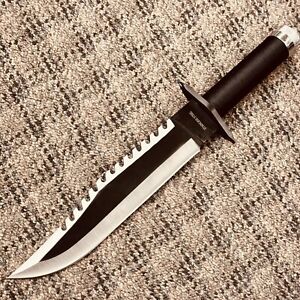 Black Tactical First Blood Rambo Bowie Style Hunting Knife 15.5” Survival Gift
