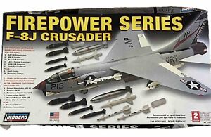 Lindberg F-8J Crusader Fighter Jet Firepower Kit #72523 Sealed Dented Box 1:48