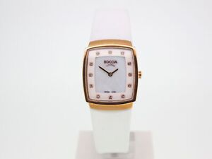 Boccia Women's Very Flat White Skin Zirconia Titan Pink 3237-03 Wrist Watch