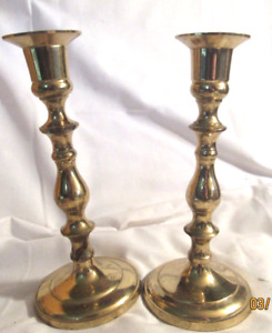 Vintage brass candlesticks holders pair #1A