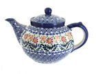 Blue Rose Polish Pottery Garden Bouquet Teapot
