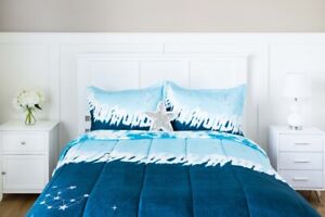 Tie Dye Reversible 4-Piece Queen Comforter Set with Decorative Pillow,