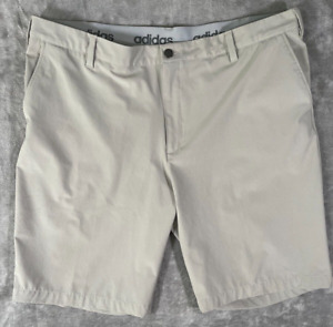 Adidas Shorts Mens 40 Beige Golf Chino Flat Front Polyester Blend 10” Inseam