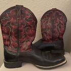 ARIAT LEATHER COWBOY BOOTS SQUARE TOE DARK RED UPPER SIZE 12D TORQUE  STABILITY