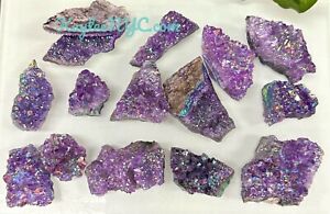 Wholesale Lot 2 Lb Aura Amethyst Cluster Raw Crystal