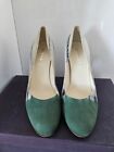 Prada Green Grey Watercolor Heel pumps Size 39 Made in Italy Super Rare