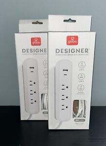 Globe Electric Designer 6-ft Power Strip 3-Outlet, 1 - USB, 1-Type C.  2pcs