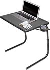New ListingTable Mate II Portable Adjustable Folding TV Tray Table with Cup Holder - Black-