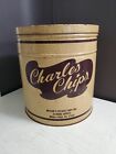 New ListingVintage Charles Chips Extra Large Empty 64 Oz 4 Pound Waffle Chip Metal Tin Can