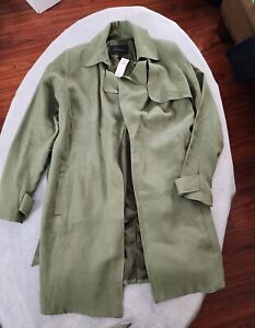 Banana Republic Trench Coat Womens Extra Small Belted Army Green Lightweight New