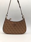 Guess Noelle logo Faux Leather Small Zip Top Shoulder  Bag - Latte (Used)