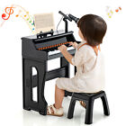 37-Key Music Piano Keyboard Kids Learning Toy Instrument with Microphone Black