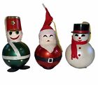 New ListingVintage Hard Plastic Santa Soldier Snowman Roly Poly Christmas Ornament MCM 60’s