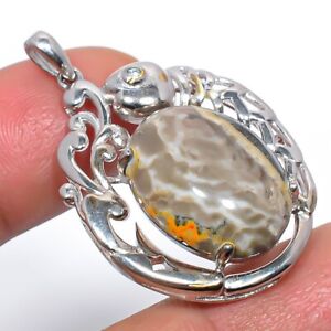 Natural Bumble Bee Jasper Pendant 925 Solid Sterling Silver Jewelry 1.6