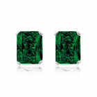 Women's 925 Sterling Silver 2.00CTTW Emerald Cut Lab Emerald Stud Earrings 7x5MM