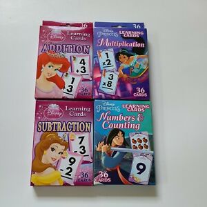 4-Pack Disney Princess Learning Flash Cards Add, Subtract, Counting, Division