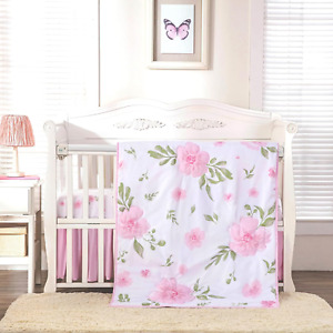 Crib Bedding Set for Girls 3Piece Soft Floral Crib Set for Baby Girl Bedding Cri