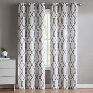 New ListingCaldwell 2-Piece Charcoal Quatrefoil Light-Filtering Curtain Set