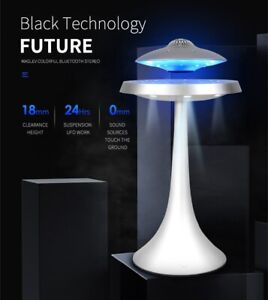 Magnetic Suspension Led Table Lamp Metal UFO Speaker Bluetooth Surround Sound BT