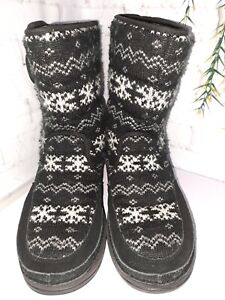 Skechers Tone-Ups Women's Boots Black/White Size 10 Textile/Leather Upper (B3)