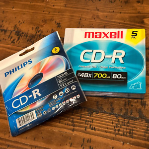 New ListingLot of 8 MAXELL & PHILIPS CD-R Recordable 80min 700mb CDR Blank Compact Discs
