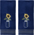 Sunflower in Jar Hand Towel Set, Blue (2-Pack)