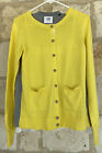 CAbi Belle Cardigan Yellow Gray Colorblock White Under Cami Size M