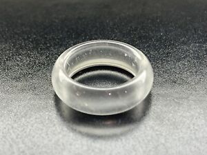 Natural Clear Jade Albite / Maw Sit Sit Hand Carved Band Ring Size 7