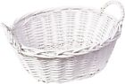 White Wicker Basket Handmade Newborn Baby Gift Hamper Retail Display Oval Basket