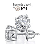 Diamond Stud Earrings IGI Certified Lab Grown 3.18 Carat F VS2 18K White Gold