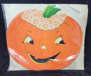 Large Vintage Hallmark Halloween Jack O Lantern Pumpkin Paper Die Cut Decor 16”