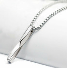 Stainless Steel Silver Bar Pendant Necklace Sweater Chain Men's Jewelry Gift Hot