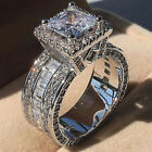 Elegant 925 Silver Filled Ring Women Cubic Zircon Wedding Jewelry Sz 5-11
