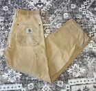 Vintage Light Brown Tan Carhartt Double Knee Pants Union Made In USA 32x30